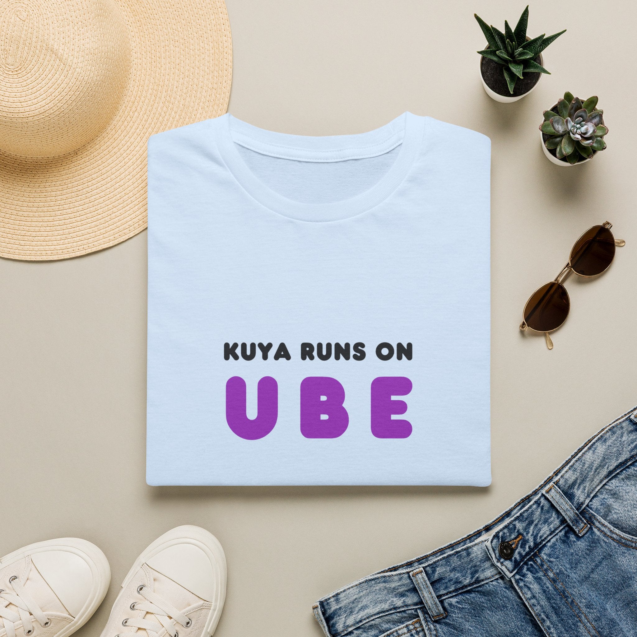 “Kuya Runs on Ube” T-Shirt — Filipino Foodie Purple Ube Dessert Tee