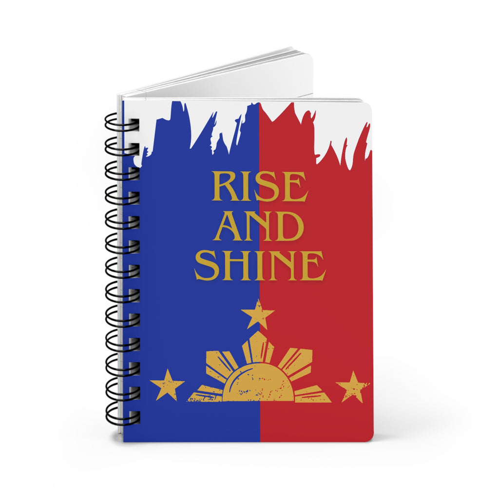Rise and Shine / Chase That Grind Spiral Notebook — Filipino Sun Flag Journal