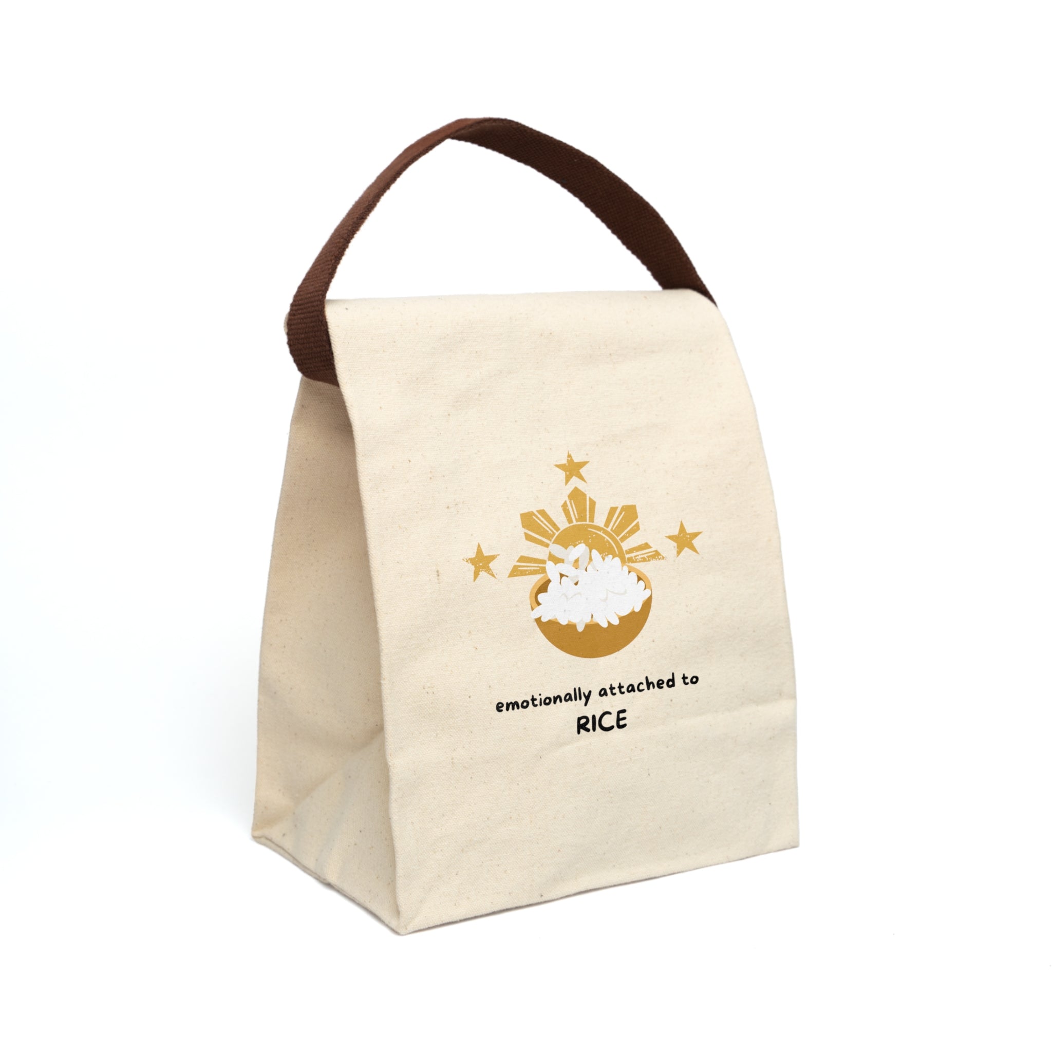 Emotionally Attached to Rice Canvas Lunch Bag with Strap | Rice Bowl Illustration