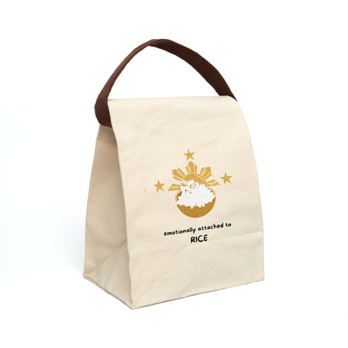 Emotionally Attached to Rice Canvas Lunch Bag with Strap | Rice Bowl Illustration