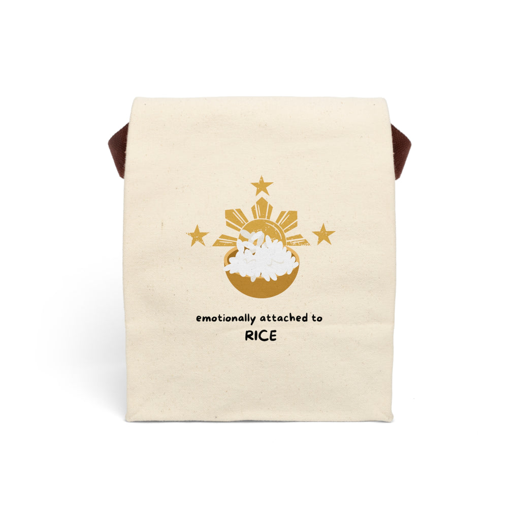Emotionally Attached to Rice Canvas Lunch Bag with Strap | Rice Bowl Illustration