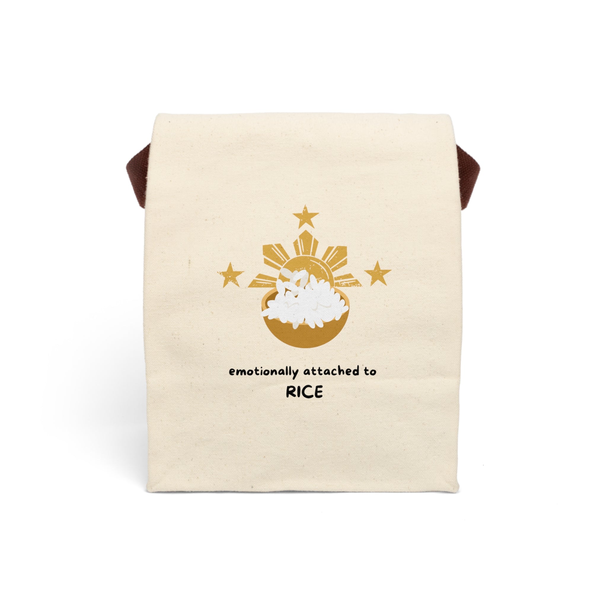 Emotionally Attached to Rice Canvas Lunch Bag with Strap | Rice Bowl Illustration